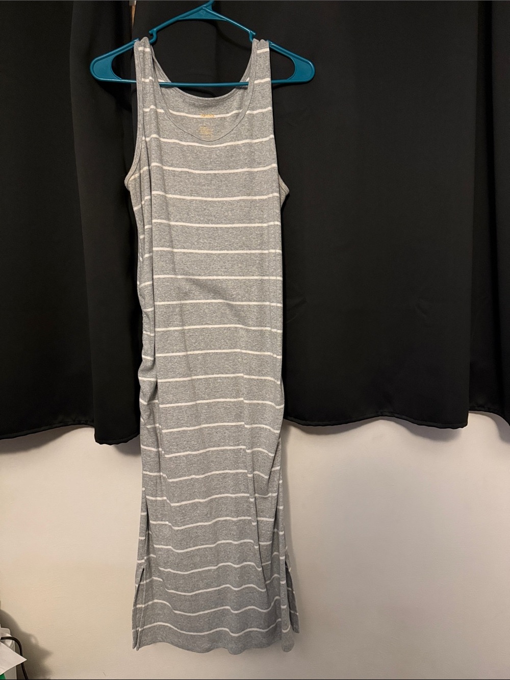Gray and White Striped Sleeveless Maternity Madi Dress